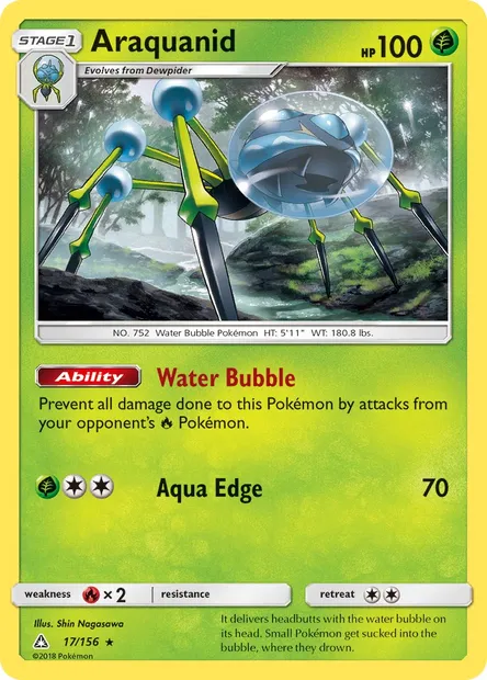 Araquanid, Pokémon card UPR 17 — Ultra Prism set