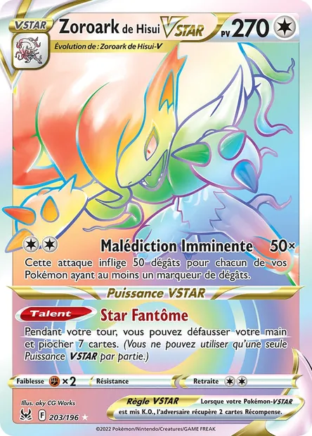Zoroark de Hisui VSTAR, carte Pokémon LOR 203 — extension Origine Perdue