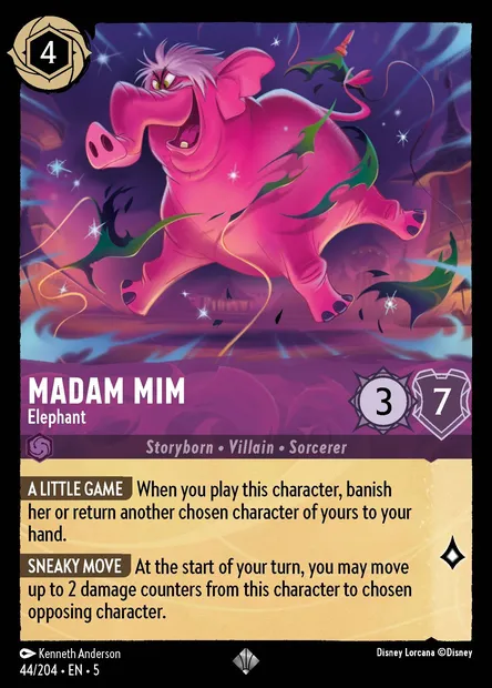 Madam Mim - Elephant, Disney Lorcana card CH5-044 — Shimmering Skies set