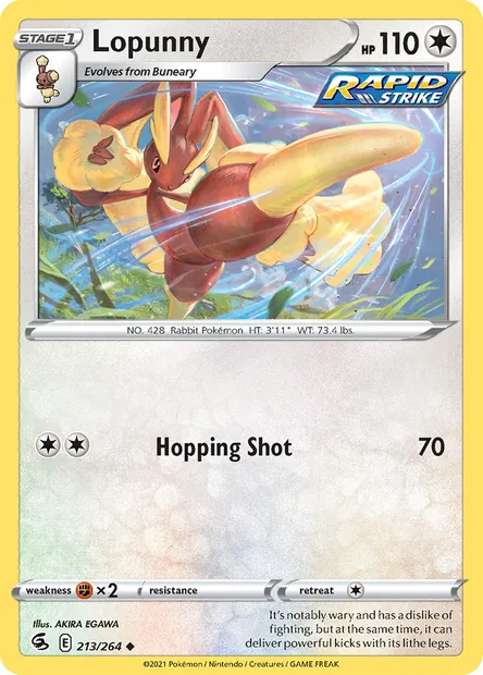 Lopunny, Pokémon card FST 213 — Fusion Strike set