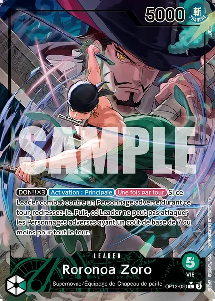 Roronoa Zoro, carte One Piece OP12-020 — extension L'HÉRITAGE DU MAÎTRE