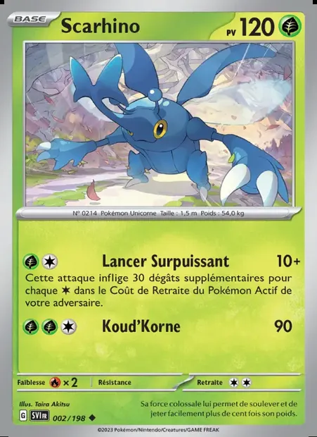 Scarhino, carte Pokémon SVI 002 — extension Écarlate et Violet
