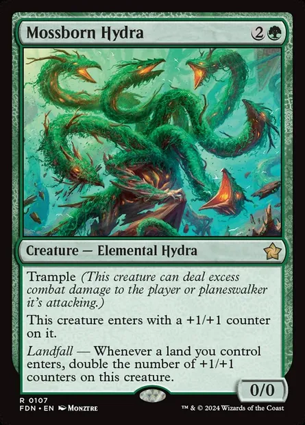 Mossborn Hydra, Magic card FDN 107 — Foundations set