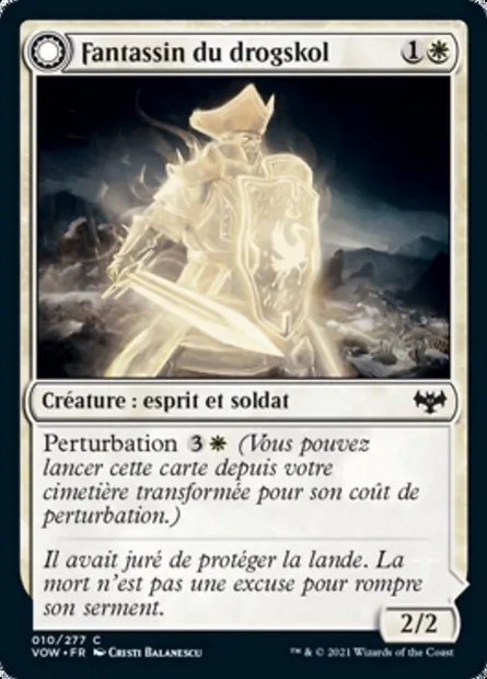 Fantassin du drogskol // Armements du drogskol, carte Magic VOW 10 — extension Innistrad : noce écarlate