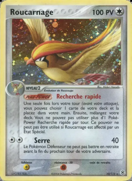 Roucarnage, carte Pokémon RG 10 — extension EX Rouge Feu & Vert Feuille