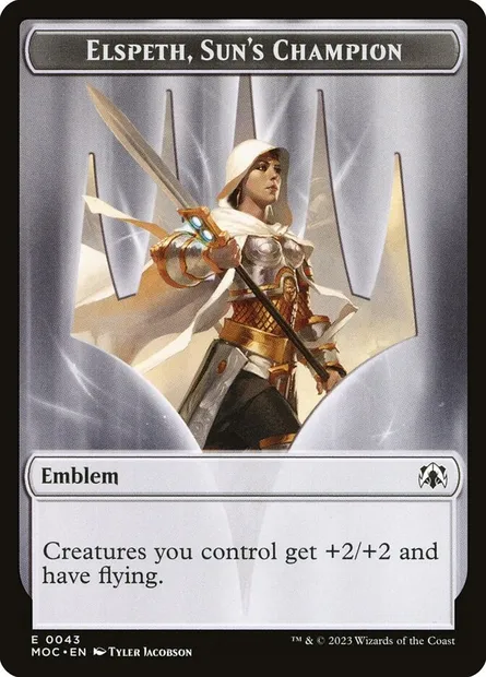 Elspeth, Sun's Champion Emblem, Magic card TMOC 43 — March of the Machine Commander Tokens set