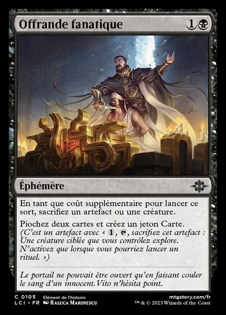 Offrande fanatique, carte Magic LCI 105 — extension The Lost Caverns of Ixalan