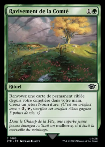 Ravivement de la Comté, carte Magic LTR 185 — extension Le Seigneur des Anneaux : chroniques de la Terre du Milieu