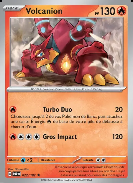 Volcanion, carte Pokémon PAR 022 — extension Faille Paradoxe