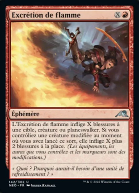 Excrétion de flamme, carte Magic NEO 142 — extension Kamigawa: La Dynastie Néon