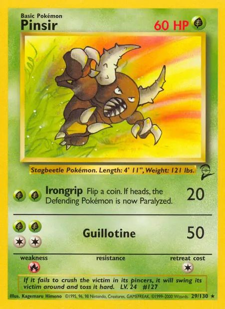 Pinsir, Pokémon card B2 29 — Base Set 2 set
