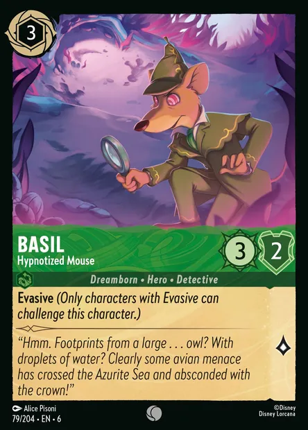 Basil - Hypnotized Mouse, Disney Lorcana card CH6-079 — Azurite Sea set