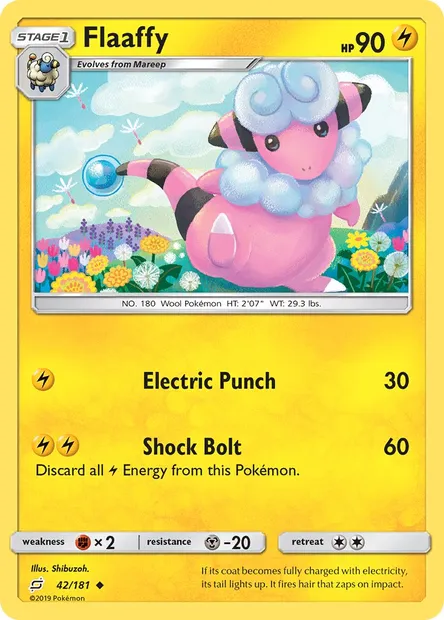 Flaaffy, Pokémon card TEU 42 — Team Up set