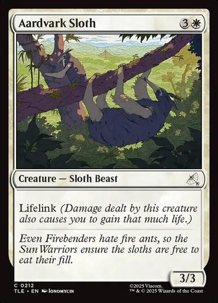 Aardvark Sloth, Magic card TLE 212 — Avatar: The Last Airbender Eternal set