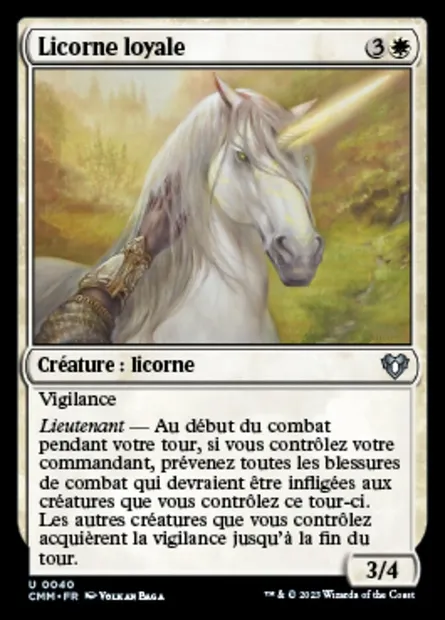 Licorne loyale, carte Magic CMM 40 — extension Commander Masters