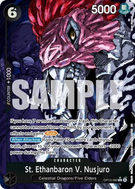 St. Ethanbaron V. Nusjuro, One Piece card OP13-080 — CARRYING ON HIS WILL set