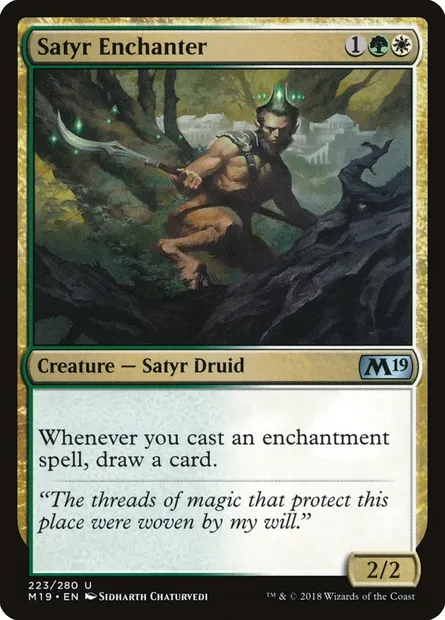 Satyr Enchanter, Magic card M19 223 — Core Set 2019 set