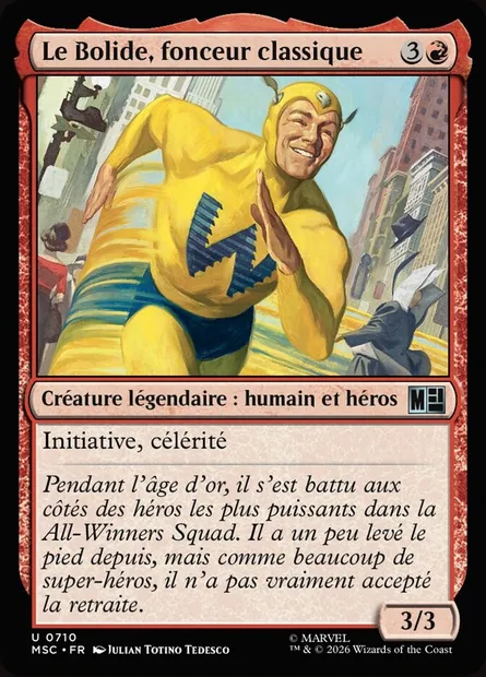 Le Bolide, fonceur classique, carte Magic MSC 710 — extension Marvel Super Heroes Commander