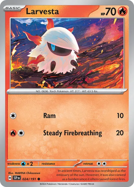 Larvesta, Pokémon card SSP 024 — Surging Sparks set