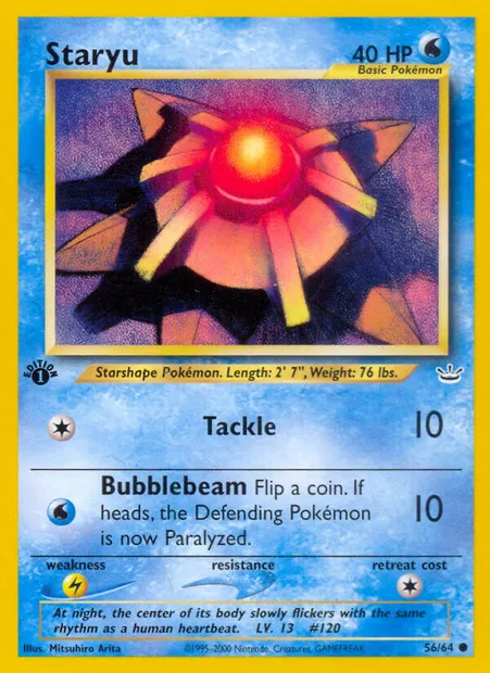 Staryu, Pokémon card NR 56 — Neo Revelation set