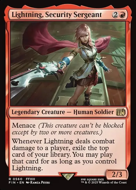 Lightning, Security Sergeant, Magic card FIN 560 — Final Fantasy set