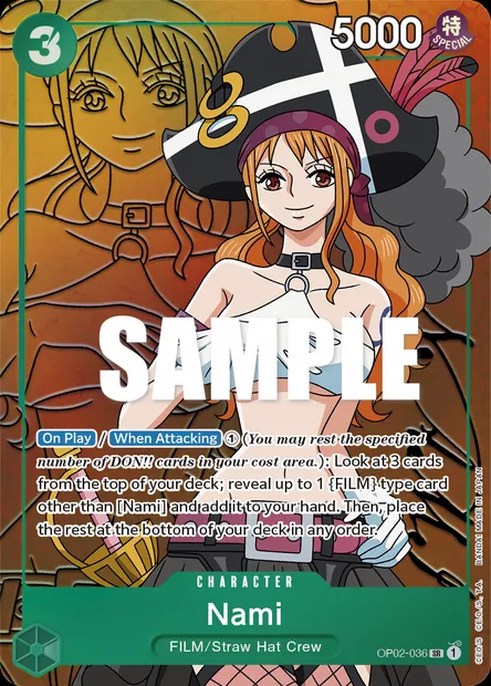 Nami, One Piece card OP02-036 — PARAMOUNT WAR set