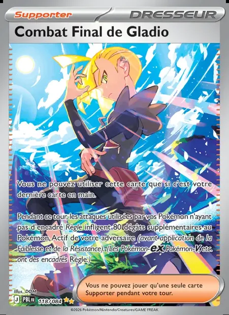 Combat Final de Gladio, carte Pokémon PBL 118 — extension Nuit Noire