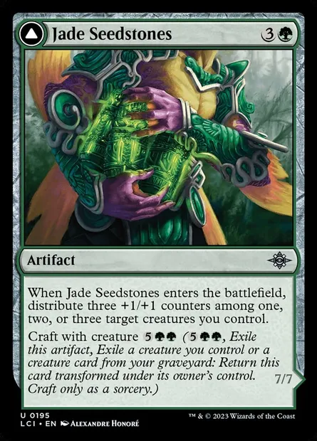 Jade Seedstones // Jadeheart Attendant, Magic card LCI 195 — The Lost Caverns of Ixalan set