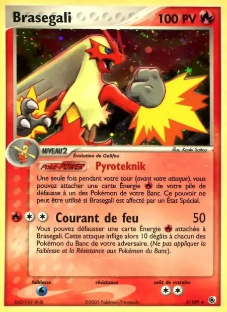 Braségali, carte Pokémon RS 3 — extension EX Rubis & Saphir