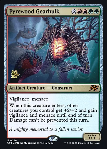 Pyrewood Gearhulk, Magic card PDFT 216s — Aetherdrift Promos set