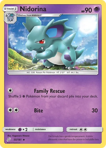 Nidorina, Pokémon card TEU 55 — Team Up set