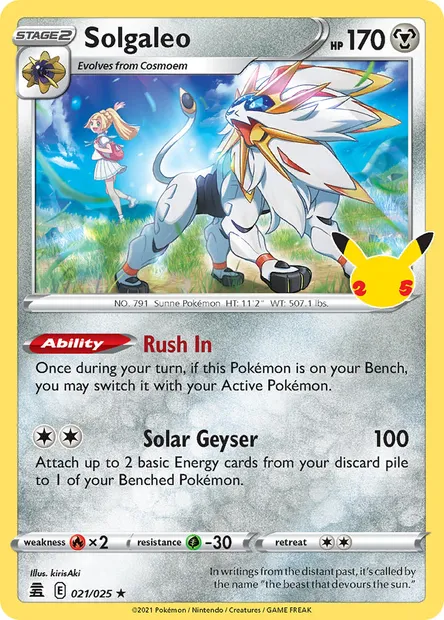 Solgaleo, Pokémon card CEL 21 — Celebrations set
