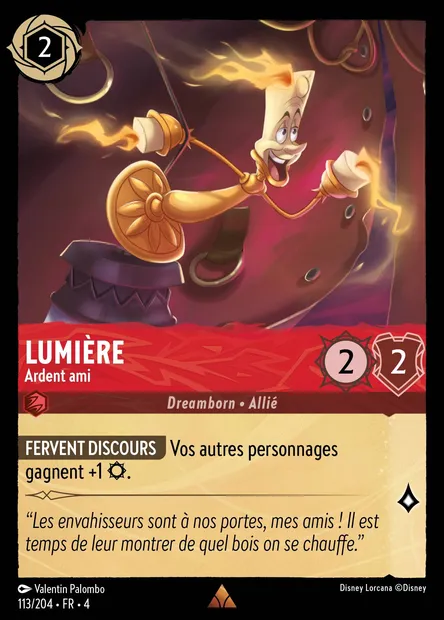 Lumière - Ardent ami, carte Disney Lorcana CH4-113 — extension Le Retour d'Ursula