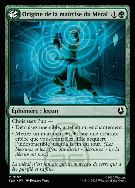 Origine de la maîtrise du Métal, carte Magic TLA 187 — extension Avatar: The Last Airbender