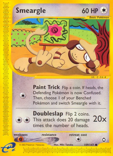 Smeargle, Pokémon card AQ 109 — Aquapolis set