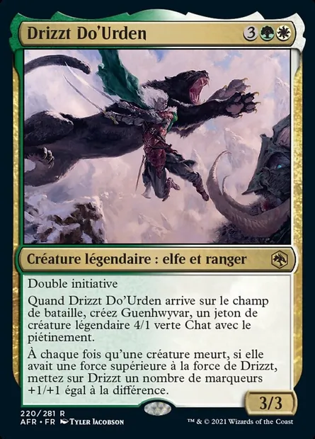 Drizzt Do'Urden, carte Magic AFR 220 — extension Forgotten Realms: Aventures dans les Royaumes Oubliés