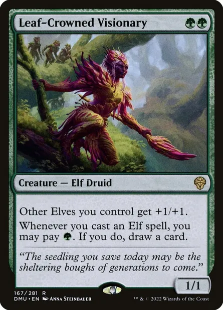 Leaf-Crowned Visionary, Magic card DMU 167 — Dominaria United set