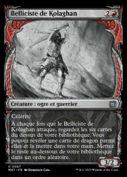 Belliciste de Kolaghan, carte Magic MAT 67 — extension L'invasion des machines : le jour d'après