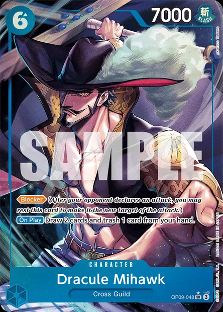 Dracule Mihawk, One Piece card OP09-048 — EMPERORS IN THE NEW WORLD set