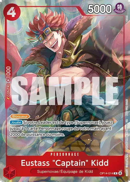 Eustass "Captain" Kidd, carte One Piece OP14-014 — extension LES SEPT DE LA MER D'AZUR