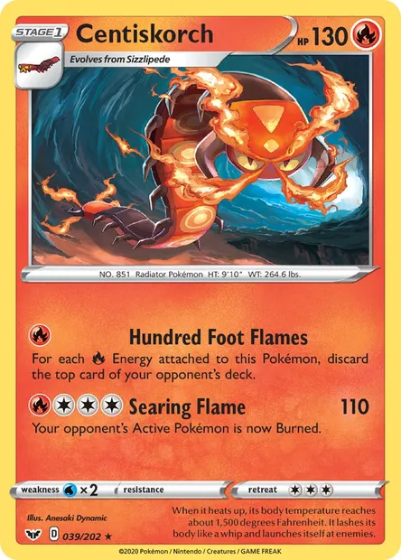 Centiskorch, Pokémon card SSH 39 — Sword & Shield set
