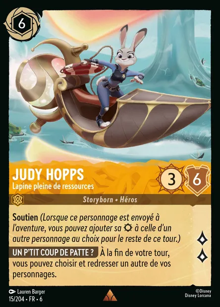 Judy Hopps - Lapine pleine de ressources, carte Disney Lorcana CH6-015 — extension La Mer Azurite