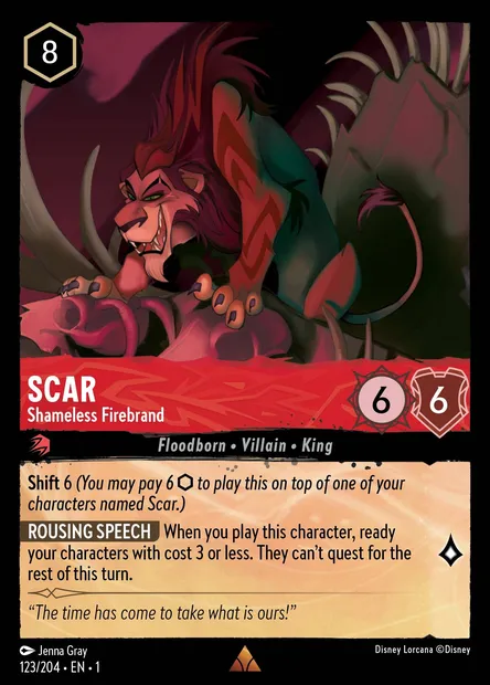 Scar - Shameless Firebrand, Disney Lorcana card CH1-123 — The First Chapter set