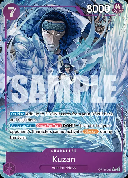 Kuzan, One Piece card OP16-063 — THE TIME OF BATTLE set