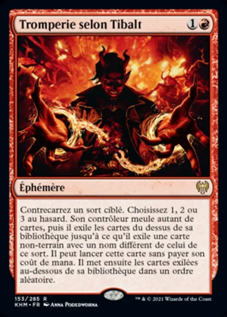 Tromperie selon Tibalt, carte Magic KHM 153 — extension Kaldheim