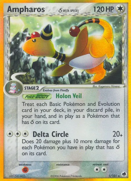 Ampharos δ, Pokémon card DF 1 — Dragon Frontiers set