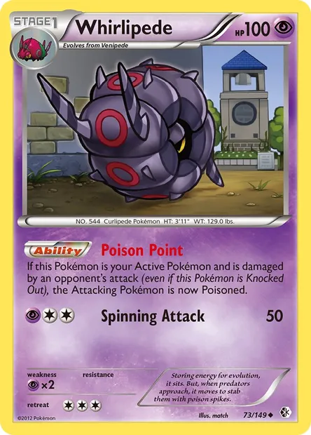 Whirlipede, Pokémon card BCR 73 — Boundaries Crossed set