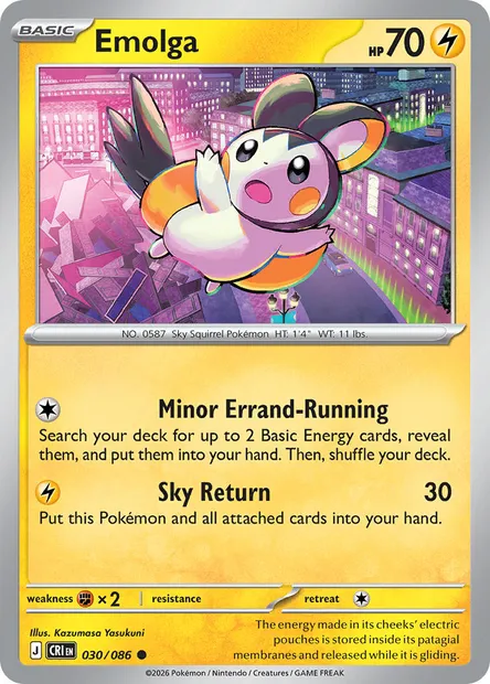 Emolga, Pokémon card CRI 030 — Chaos Rising set