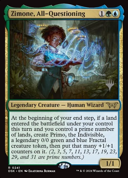 Zimone, All-Questioning, Magic card PDSK 241p — Duskmourn: House of Horror Promos set