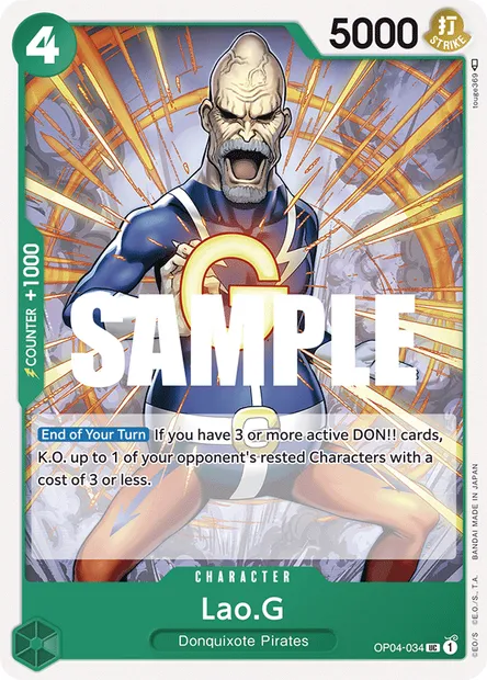 Lao.G, One Piece card OP04-034 — KINGDOMS OF INTRIGUE set